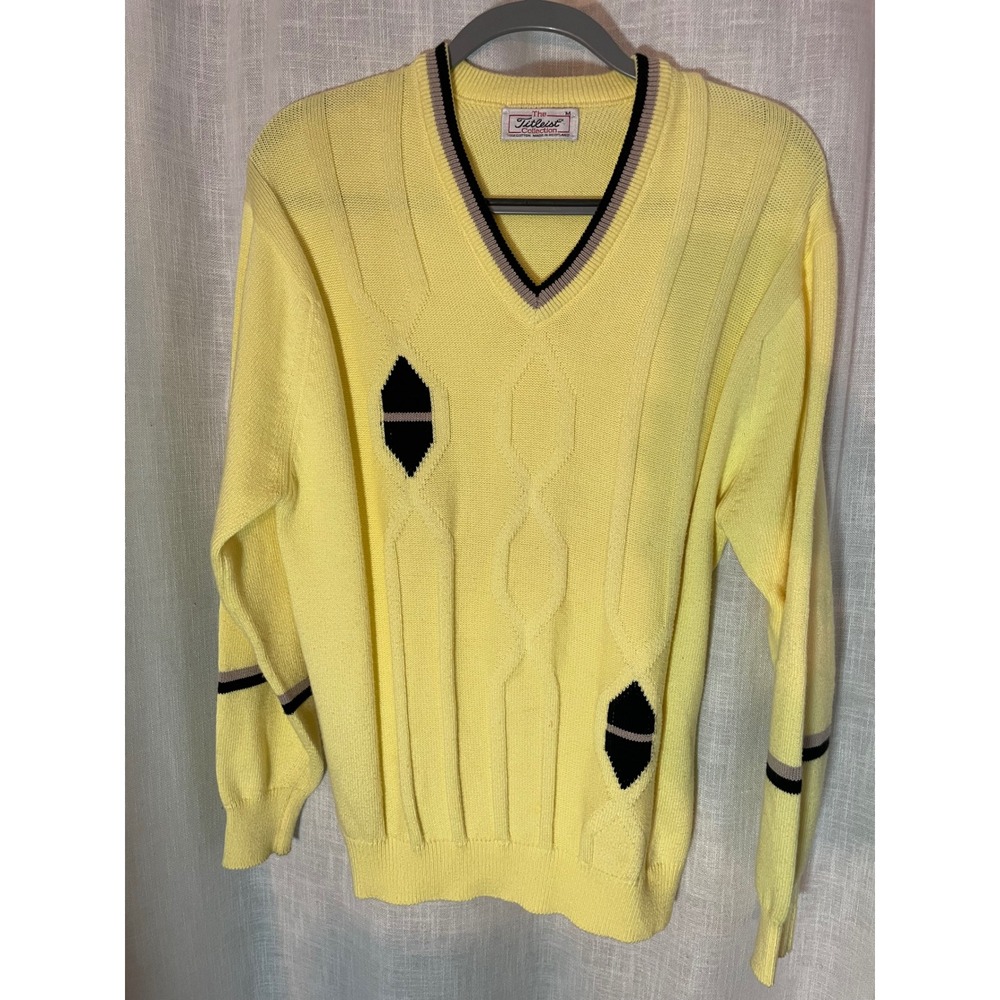 Vintage Titleist Collection Men's Cotton Golf‎ Sweater Made in Scotland GUC